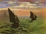 Claude Monet Fishing Boats at Sea painting